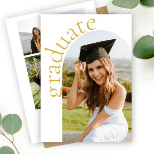 Modern Gold Script Arch Photo Graduation Invitation