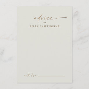 Modern Gold Script Boho Wedding Advice Card