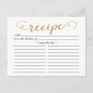 Modern Gold Script Bridal Shower Recipe Cards