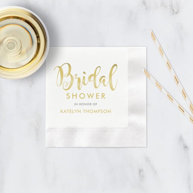 Modern Gold Script Bridal Shower Wedding Napkin (Creator Uploaded)