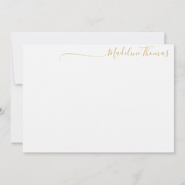 Modern Gold Script Calligraphy name note card (Front)