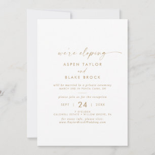 Modern Gold Script Elopement Reception Invitation