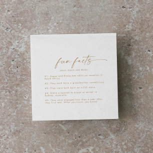 Modern Gold Script Fun Facts Wedding Napkins