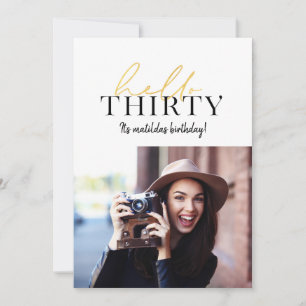 Modern gold script+ geometric 30th birthday invite