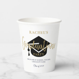 Modern Gold Script Graduation Party Welcome Sign Paper Cups