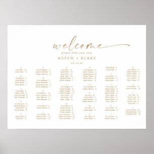 Modern Gold Script Horizontal Alphabetical Seating Poster