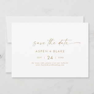 Modern Gold Script Horizontal Save The Date