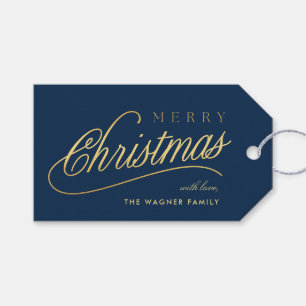 Modern Gold Script Merry Christmas Gift Tags
