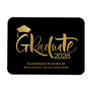 Modern Gold Script Minimalist Graduation Magnet