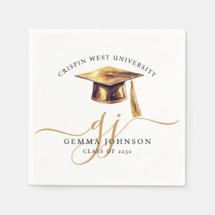 Modern Gold Script Minimalist Graduation Napkin
