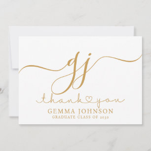 Modern Gold Script Minimalist Graduation Thank You Card