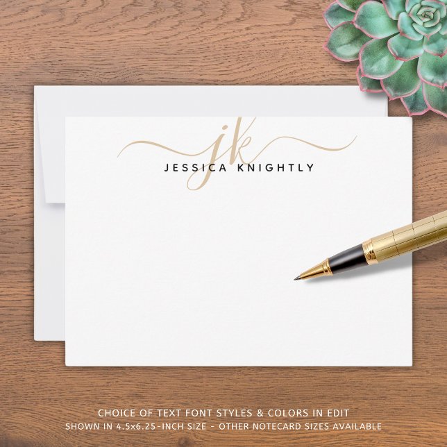 Modern Gold Script Monogram Initials Minimalist Card (Creator Uploaded)