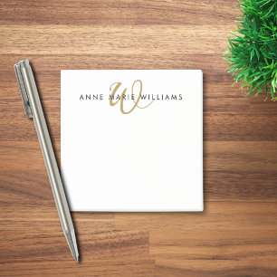 Modern Gold Script Monogram Post-it Notes