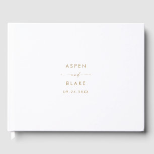 Modern Gold Script Monogram Wedding Guest Book
