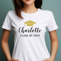 Modern Gold Script Name Grad Cap 2026