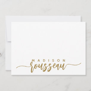 Modern Gold Script Name Personalised White Card