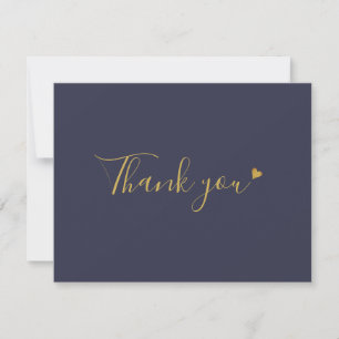 Modern Gold Script Navy Business Thank You Card
