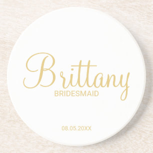 Modern Gold Script Personalised Bridesmaids Coaster