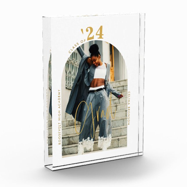 Modern Gold Script Photo 2024 Minimal Graduation (Left)