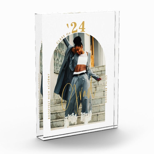 Modern Gold Script Photo 2024 Minimal Graduation Block (Left)