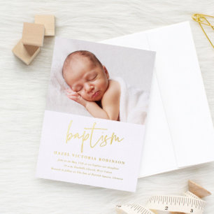Modern Gold Script Religious Baptism & Christening