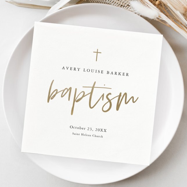 Modern Gold Script Religious Baptism Napkin (Creator Uploaded)