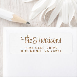 Modern Gold Script Return Address Label