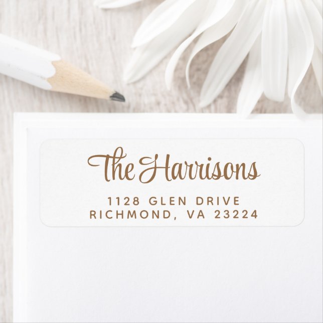 Modern Gold Script Return Address Label (Insitu)