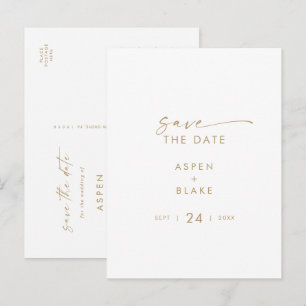 Modern Gold Script Save the Date Invitation Postcard