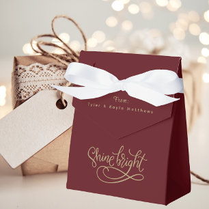 Modern Gold Script Simple Elegant Wine Red Favour Box