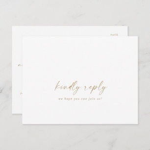 Modern Gold Script Song Request RSVP Postcard