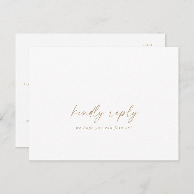 Modern Gold Script Song Request RSVP Postcard (Front/Back)