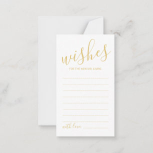 Modern Gold Script Wedding Advice and Wishes Card