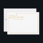 Modern Gold Script Wedding Advice and Wishes Card<br><div class="desc">Add a personal touch to your wedding with a modern script wedding advice and wishes card. This advice card features title 'words of wisdom' with details in gold script and sans serif font style with gold border on white background. Perfect for wedding, baby shower, birthday party, bridal shower, bachelorette party...</div>