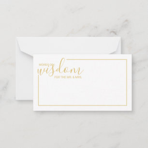 Modern Gold Script Wedding Advice and Wishes Card