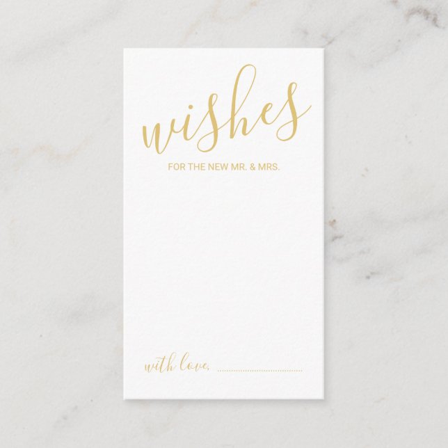 Modern Gold Script Wedding Advice and Wishes Card (Front)