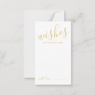 Modern Gold Script Wedding Advice and Wishes Card