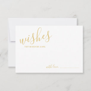 Modern Gold Script Wedding Advice and Wishes Card