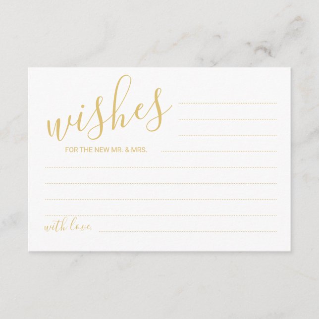 Modern Gold Script Wedding Advice and Wishes Card (Front)