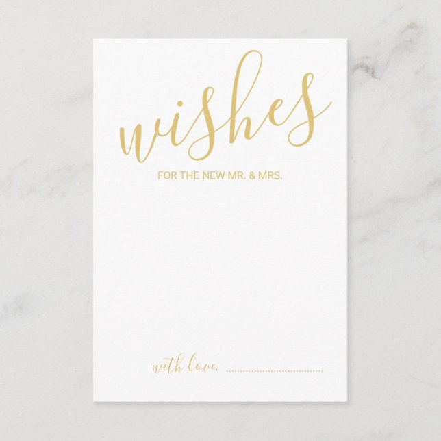 Modern Gold Script Wedding Advice and Wishes Card (Front)