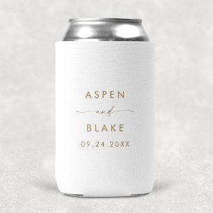 Modern Gold Script Wedding Favour Can Cooler