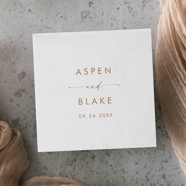 Modern Gold Script Wedding Napkins (Creator Uploaded)