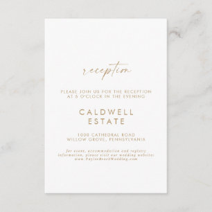 Modern Gold Script Wedding Reception Insert Card