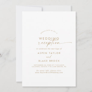 Modern Gold Script Wedding Reception Invitation