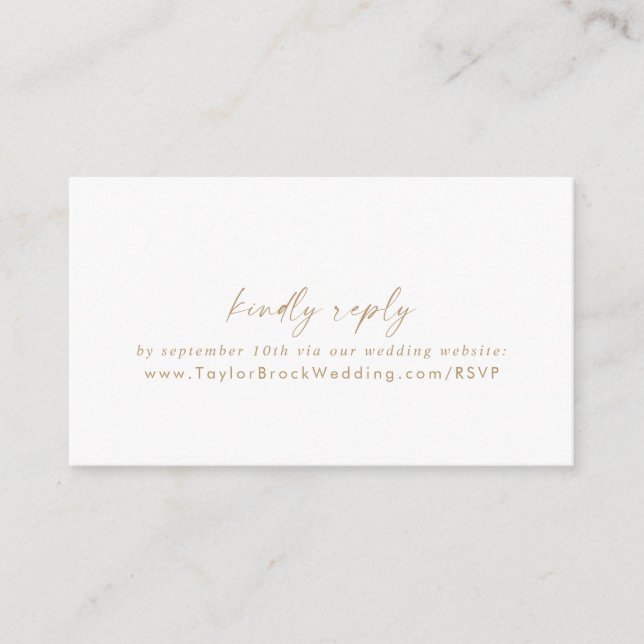 Modern Gold Script Wedding Website RSVP Enclosure Card (Front)