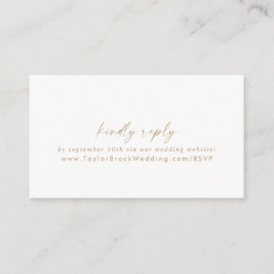 Modern Gold Script Wedding Website RSVP Enclosure Card