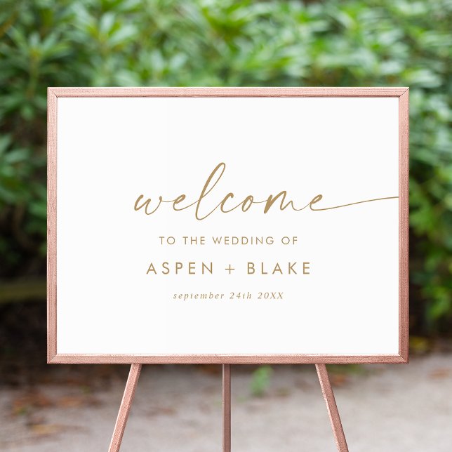 Modern Gold Script Wedding Welcome Poster (Creator Uploaded)