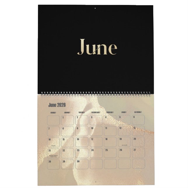 Modern Gold Shimmer Chic Calendar (Jun 2026)