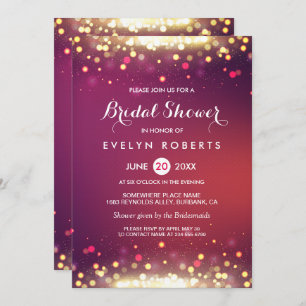 Modern Gold Shimmer Sparkles Wedding Bridal Shower Invitation