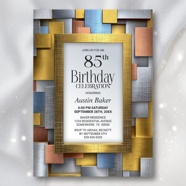 Modern Gold Silver 85th Birthday Party Invitation (Creator Uploaded)